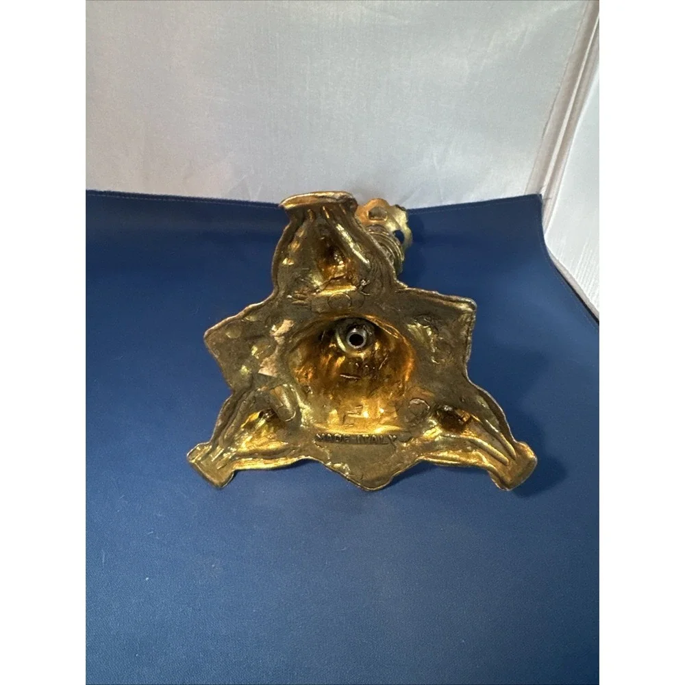 Vintage Ornate Rococo Baroque Gold Tone Metal Candlestick 10
